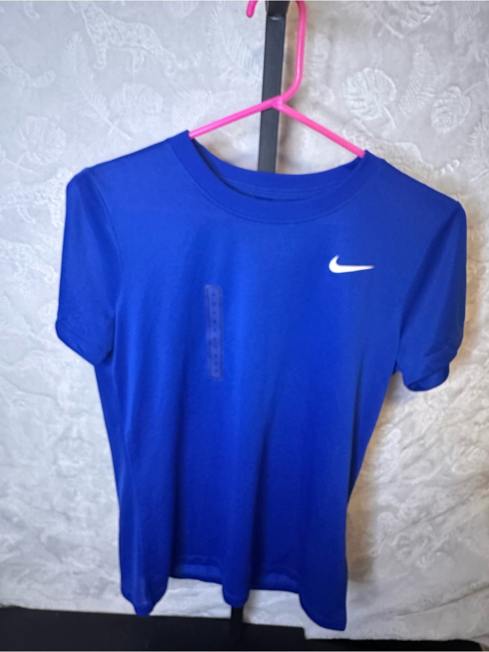 Nike Blue Short Sleeve Performance Tee with White Swoosh